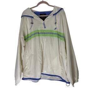 Cuffy's of Cape Cod White Blue Quarter Zip Pullover Windbreaker Jacket Size 2X